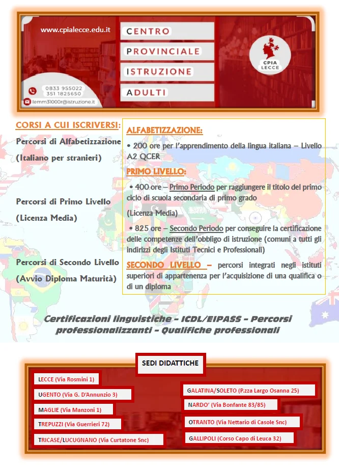 Istruzione e opportunità - Corsi formativi per adulti