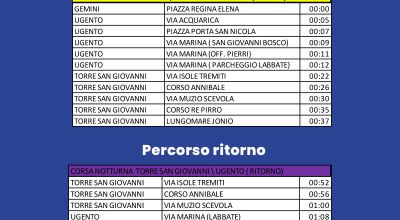 TRASPORTO PUBBLICO STAGIONALE CORSA NOTTURNA -ANDATA/RITORNO