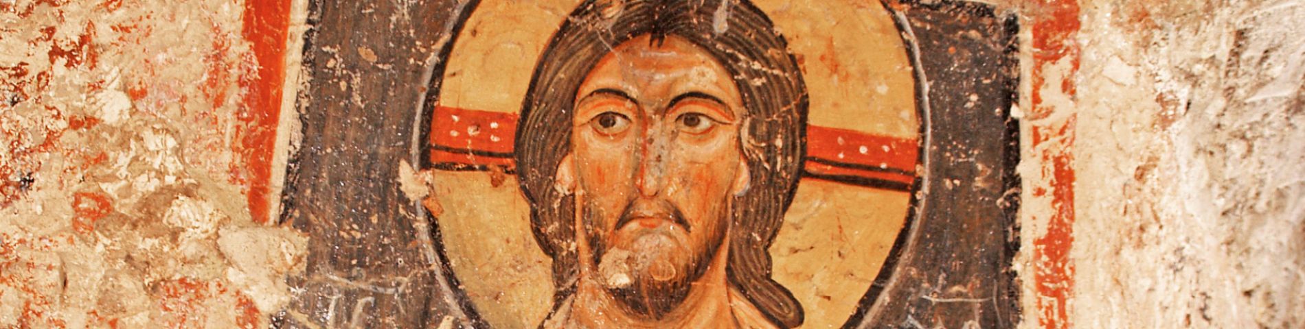 Particolare dell'affresco del Cristo Pantocratore - Cripta del Crocifisso, Ugento