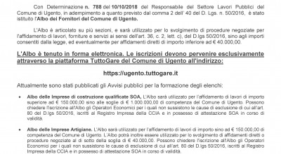 AVVISO PUBBLICO. ISTITUZIONE DELL'ALBO DEGLI OPERATORI ECONOMICI DEL COMUNE D...