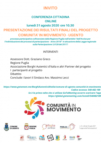 CONFERENZA CITTADINA ON LINE 31 agosto 2020 dalle ore 10.30 alle ore 12.00 -...