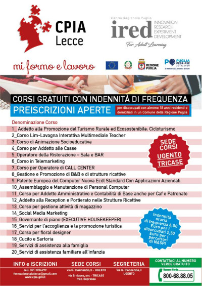 CORSI CPIA - LECCE -  MI FORMO E LAVORO