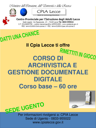 CORSO DI ARCHIVISTA E GESTIONE DOCUMENTALE DIGITALE