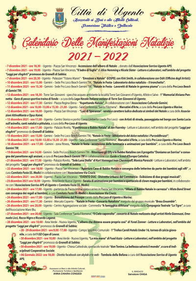 CALENDARIO DELLE MANIFESTAZIONI NATALIZIE 2021 - 2022