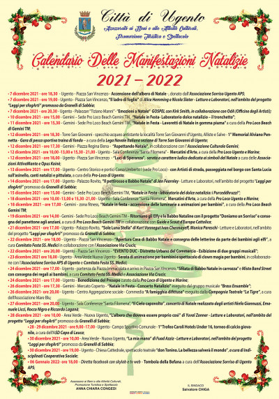 CALENDARIO DELLE MANIFESTAZIONI NATALIZIE 2021 - 2022