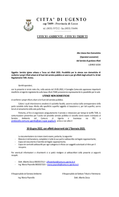 Servizio igiene urbana e Tassa sui rifiuti 2023