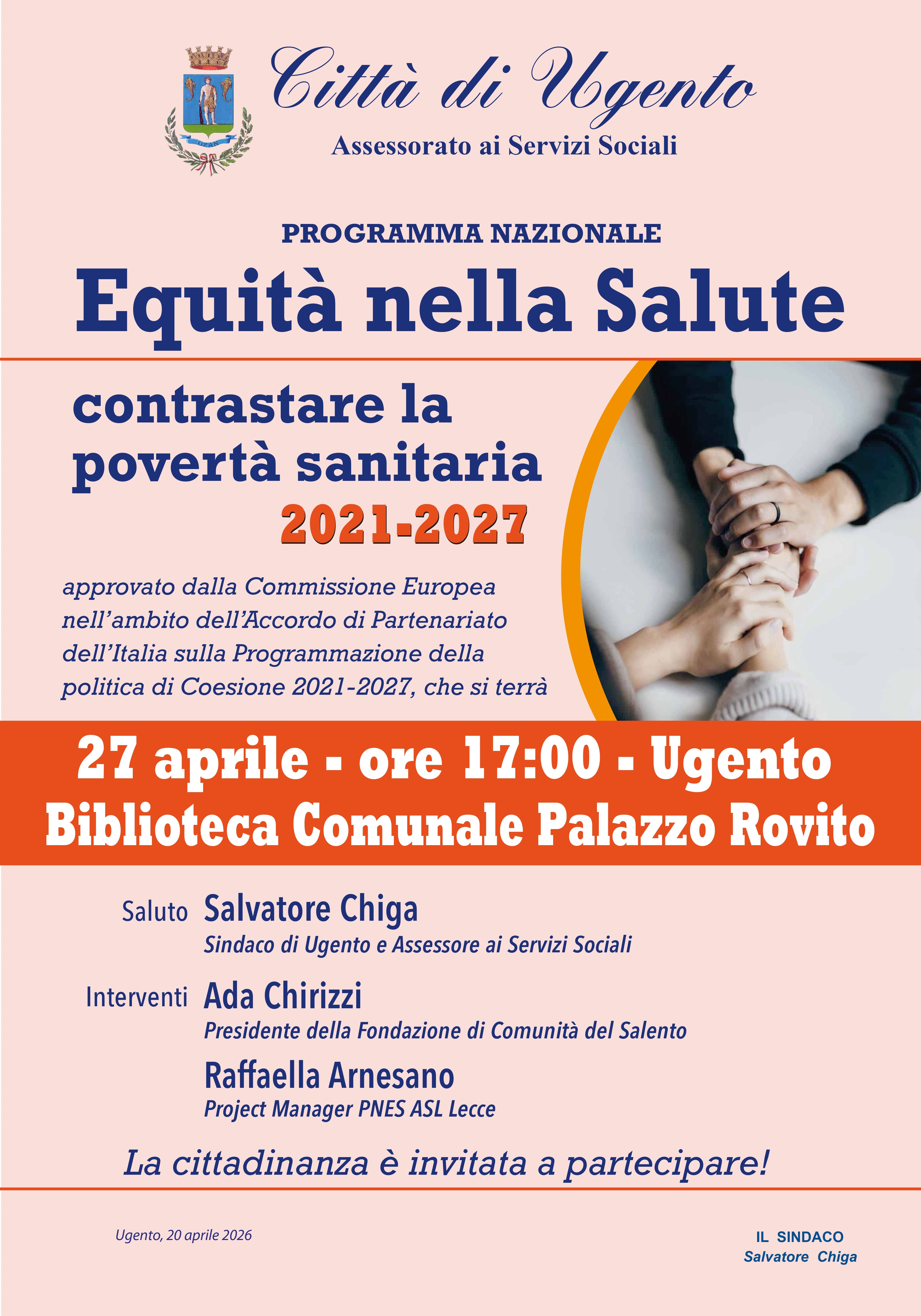 PROGRAMMA NAZIONALE EQUITA' NELLA SALUTE. INCONTRO INFORMATIVO